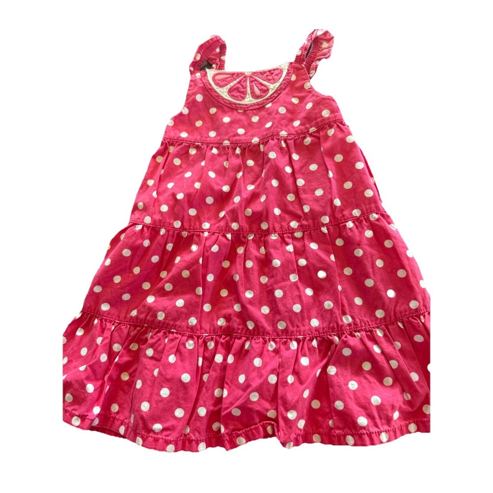 Gymboree Sun Dress Watermelon Strappy Sleeveless Pink Polka Dot 12 18 Months Y2K